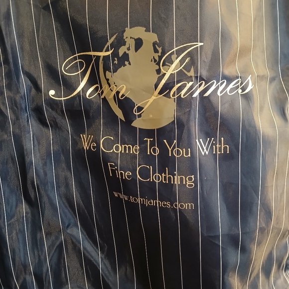 Vintage Tom James Ventura charcoal gray pinstripe double breasted 2 piece suit - Picture 12 of 14